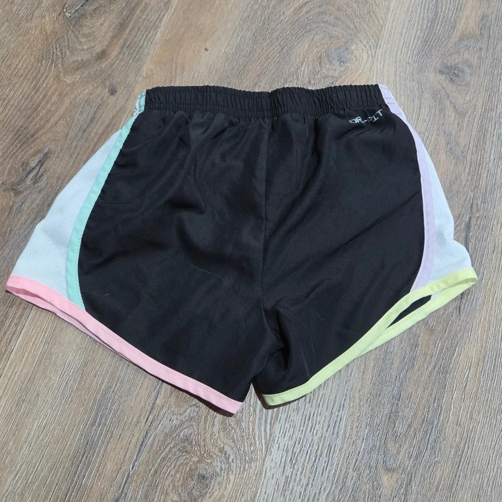 Nike Girls Dri-FIT Tempo Running Shorts Black Pastel Colorblock Size 6X